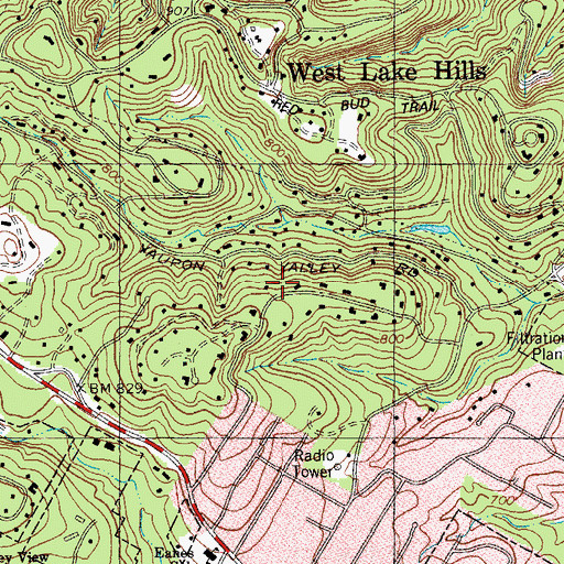 Topographic Map of City of West Lake Hills, TX