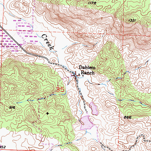 Topographic Map of Dahlem Ranch, CA