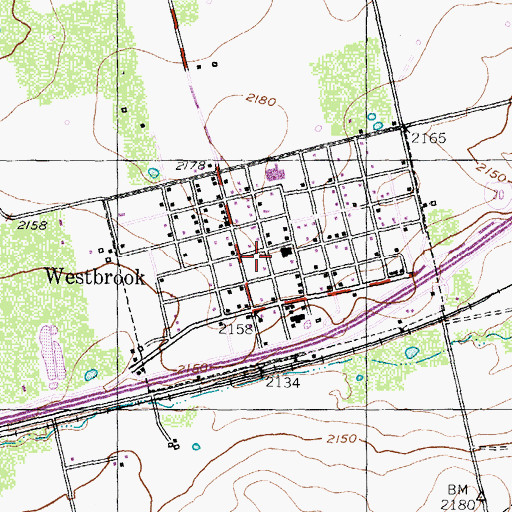 Topographic Map of City of Westbrook, TX