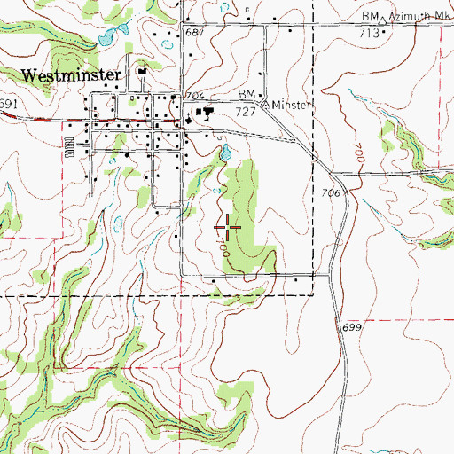 Topographic Map of City of Westminster (historical), TX