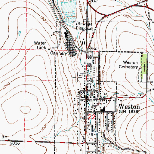 Topographic Map of City of Weston, OR
