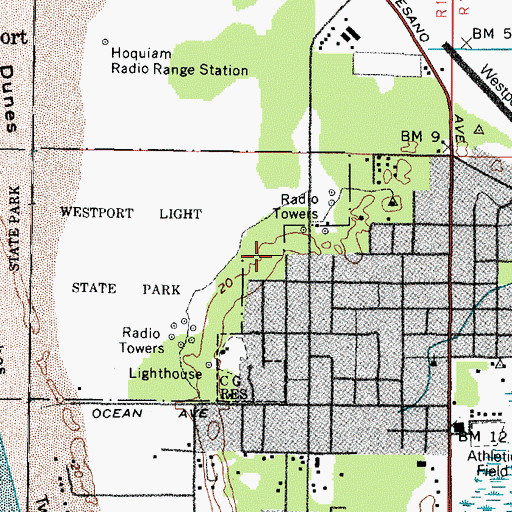 Topographic Map of City of Westport, WA