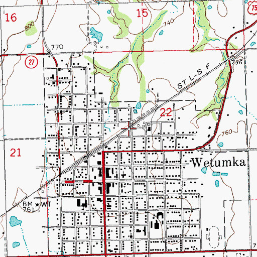 Topographic Map of City of Wetumka, OK