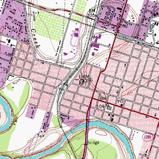 Topographic Map of City of Wharton, TX