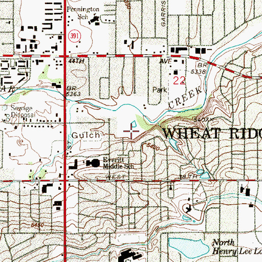Topographic Map of City of Wheat Ridge, CO