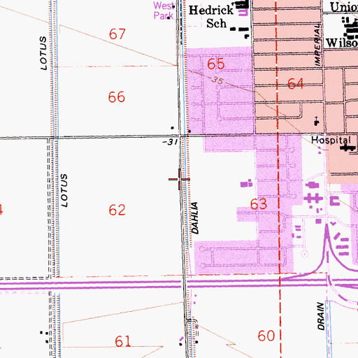 Topographic Map of Dahlia Canal, CA