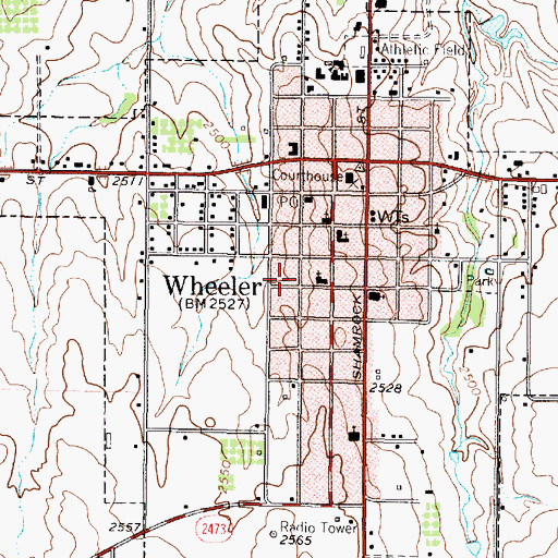Topographic Map of City of Wheeler, TX