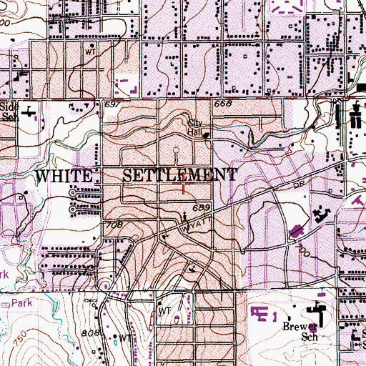Topographic Map of City of White Settlement, TX
