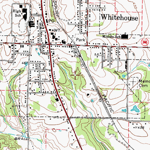 Topographic Map of City of Whitehouse, TX