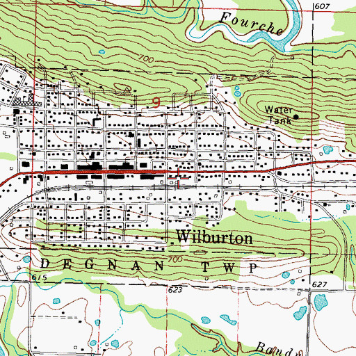 Topographic Map of City of Wilburton, OK