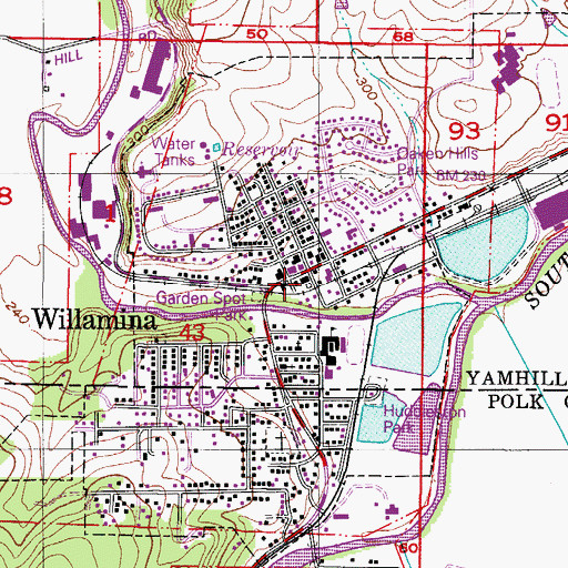 Topographic Map of City of Willamina, OR