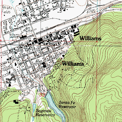 Topographic Map of City of Williams, AZ