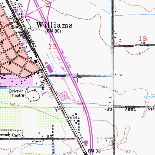 Topographic Map of City of Williams, CA
