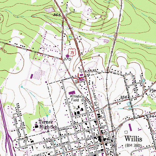 Topographic Map of City of Willis, TX