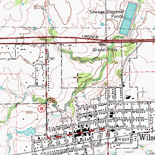 Topographic Map of City of Wilson, OK