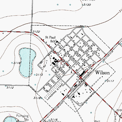 Topographic Map of City of Wilson, TX