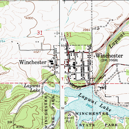 Topographic Map of City of Winchester, ID