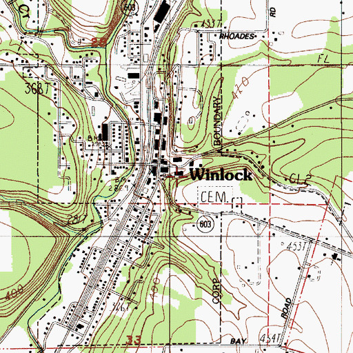 Topographic Map of City of Winlock, WA