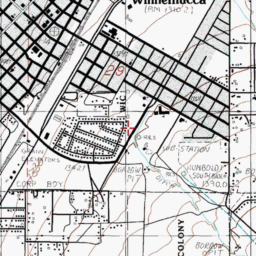 Topographic Map of City of Winnemucca, NV