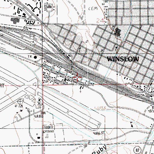 Topographic Map of City of Winslow, AZ