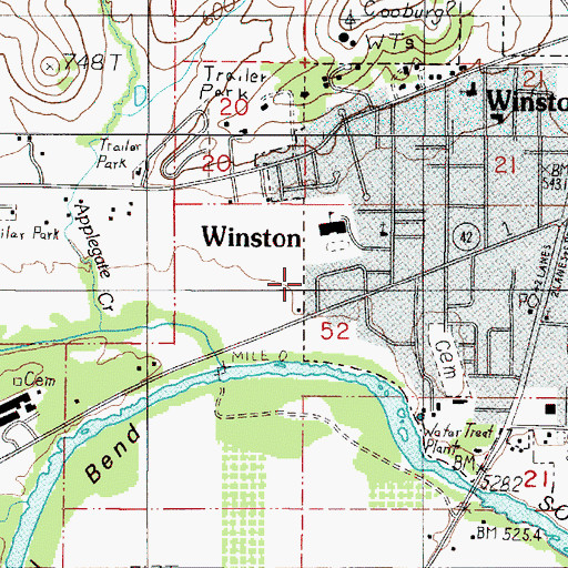 Topographic Map of City of Winston, OR