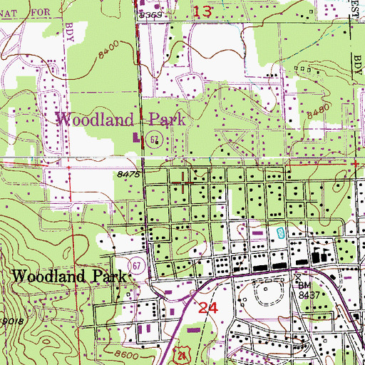 Topographic Map of City of Woodland Park, CO