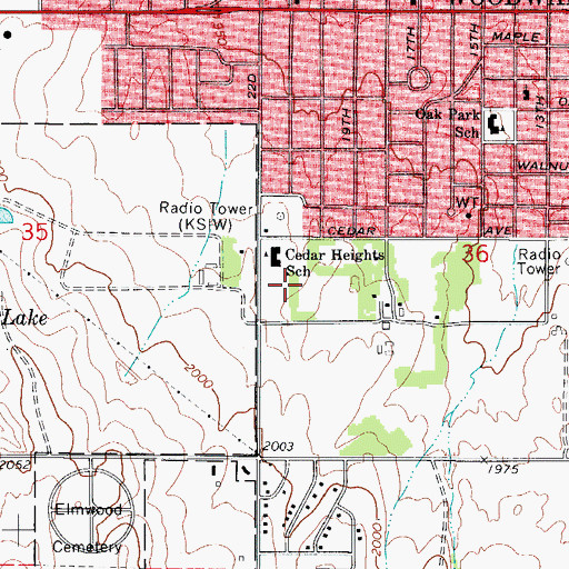 Topographic Map of City of Woodward, OK