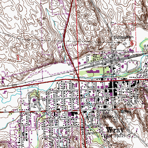 Topographic Map of City of Wray, CO