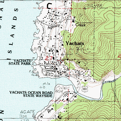 Topographic Map of City of Yachats, OR