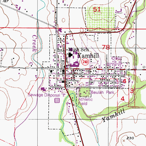 Topographic Map of City of Yamhill, OR
