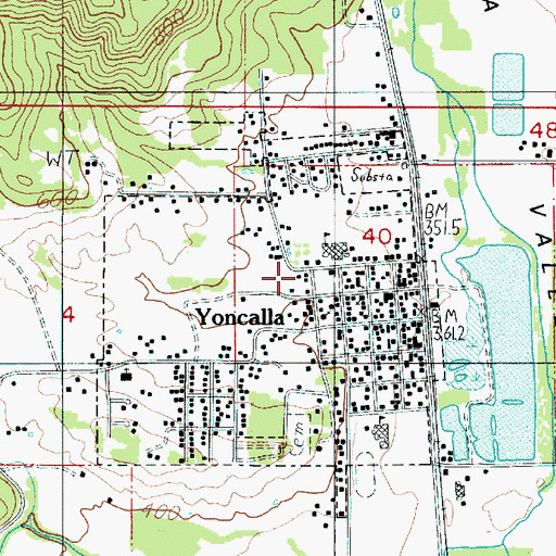 Topographic Map of City of Yoncalla, OR