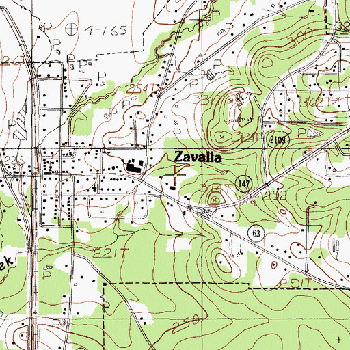 Topographic Map of City of Zavalla, TX