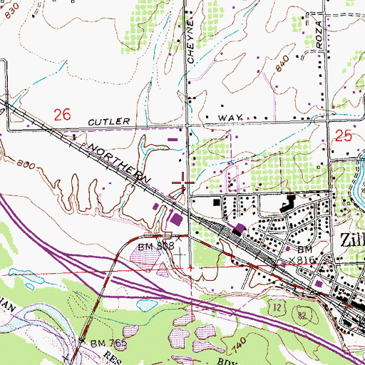 Topographic Map of City of Zillah, WA