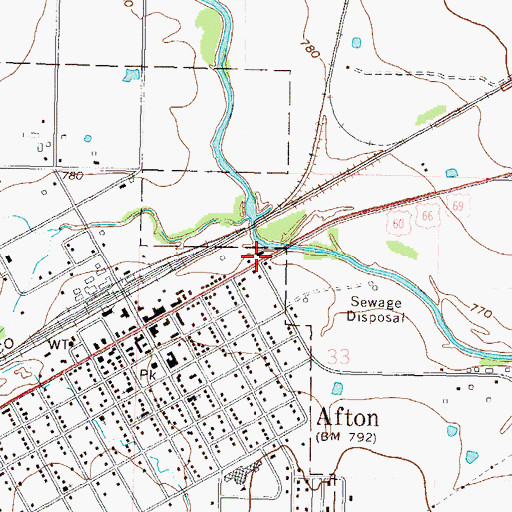 Topographic Map of Town of Afton, OK