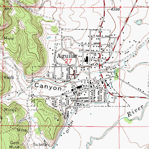 Topographic Map of Town of Aguilar, CO