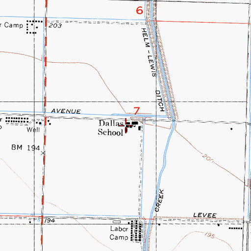 Topographic Map of Dallas School, CA