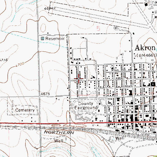 Topographic Map of Town of Akron, CO