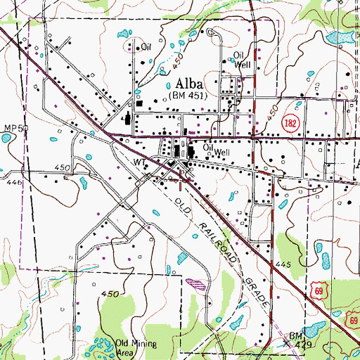 Topographic Map of Town of Alba, TX