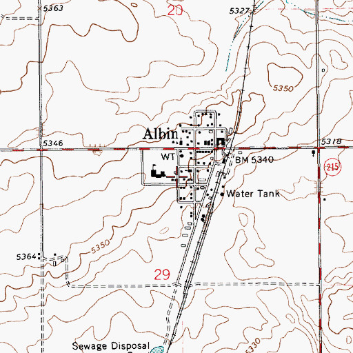 Topographic Map of Town of Albin, WY