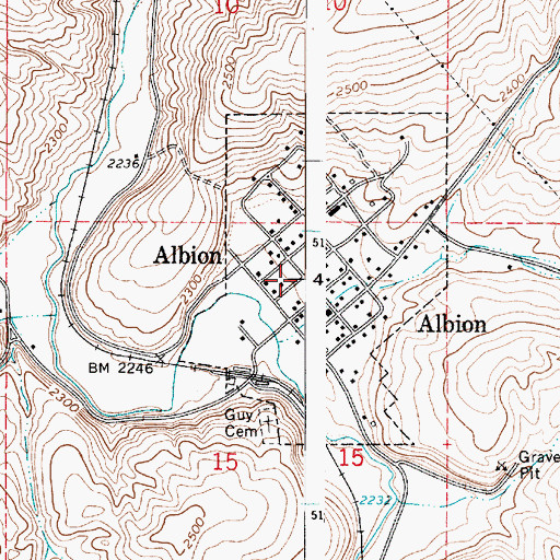 Topographic Map of Town of Albion, WA