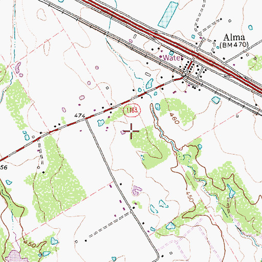 Topographic Map of Town of Alma, TX