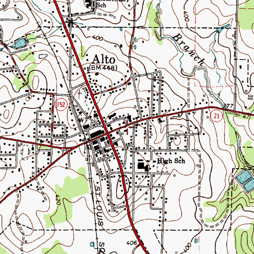 Topographic Map of Town of Alto, TX
