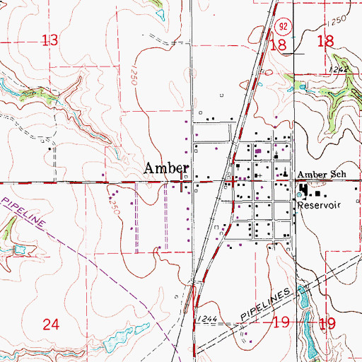 Topographic Map of Town of Amber, OK
