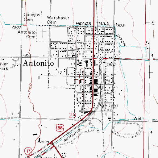 Topographic Map of Town of Antonito, CO