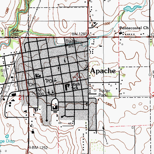 Topographic Map of Town of Apache, OK