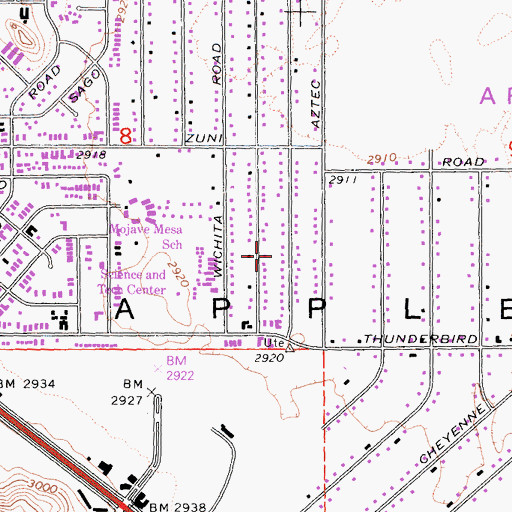 Topographic Map of Town of Apple Valley, CA