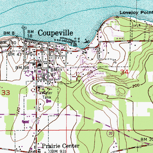 Topographic Map of Town of Coupeville, WA