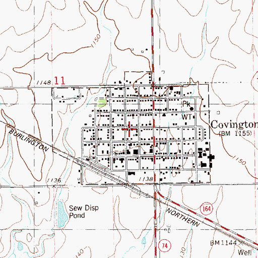 Topographic Map of Town of Covington, OK