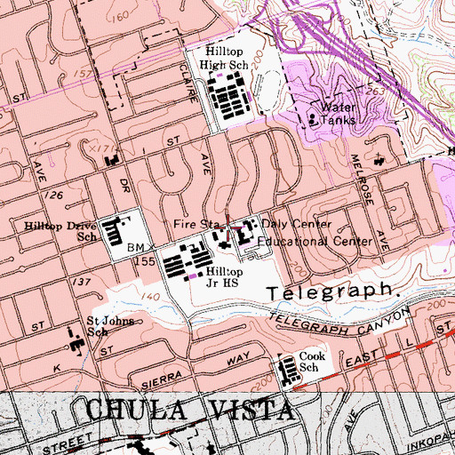 Topographic Map of Daly Center Educational Center, CA