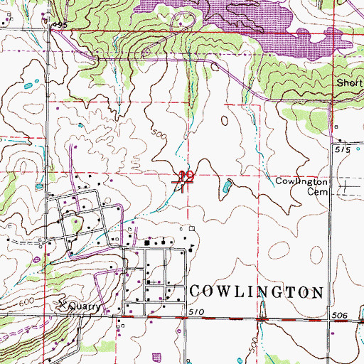 Topographic Map of Town of Cowlington, OK